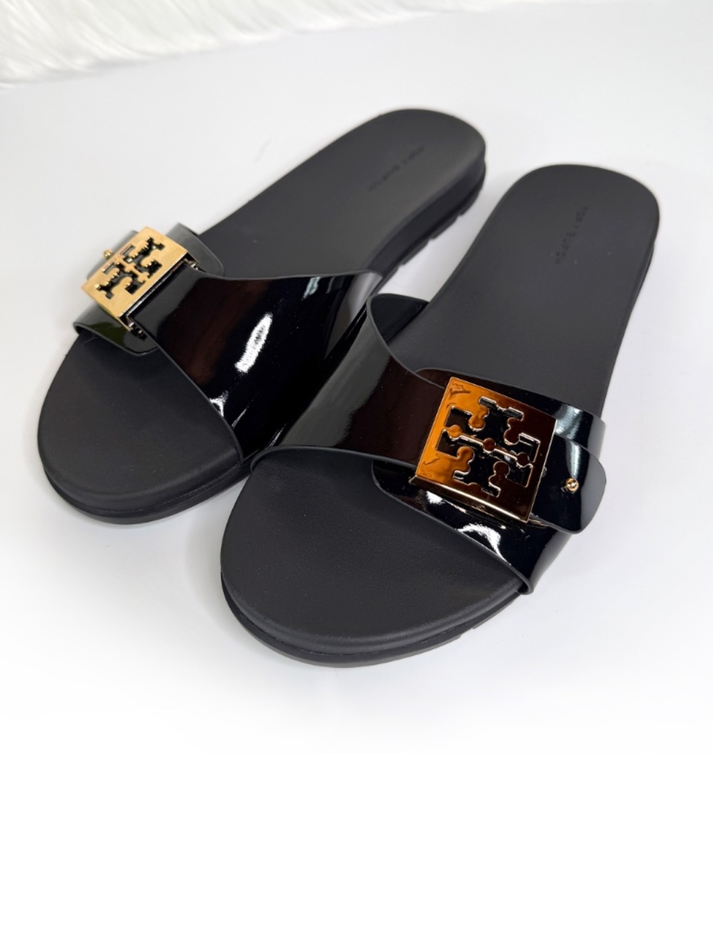 Tory Burch Women's Mellow Buckle Slide Sandals - Black - Picture 1 of 8